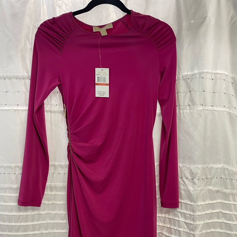 Michael Kors Deep Fuchsia Body Con Dress - Size XS